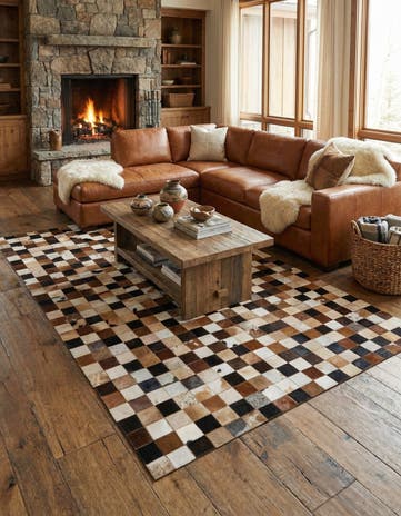 5' 1 x 8' Cowhide Leather Rug