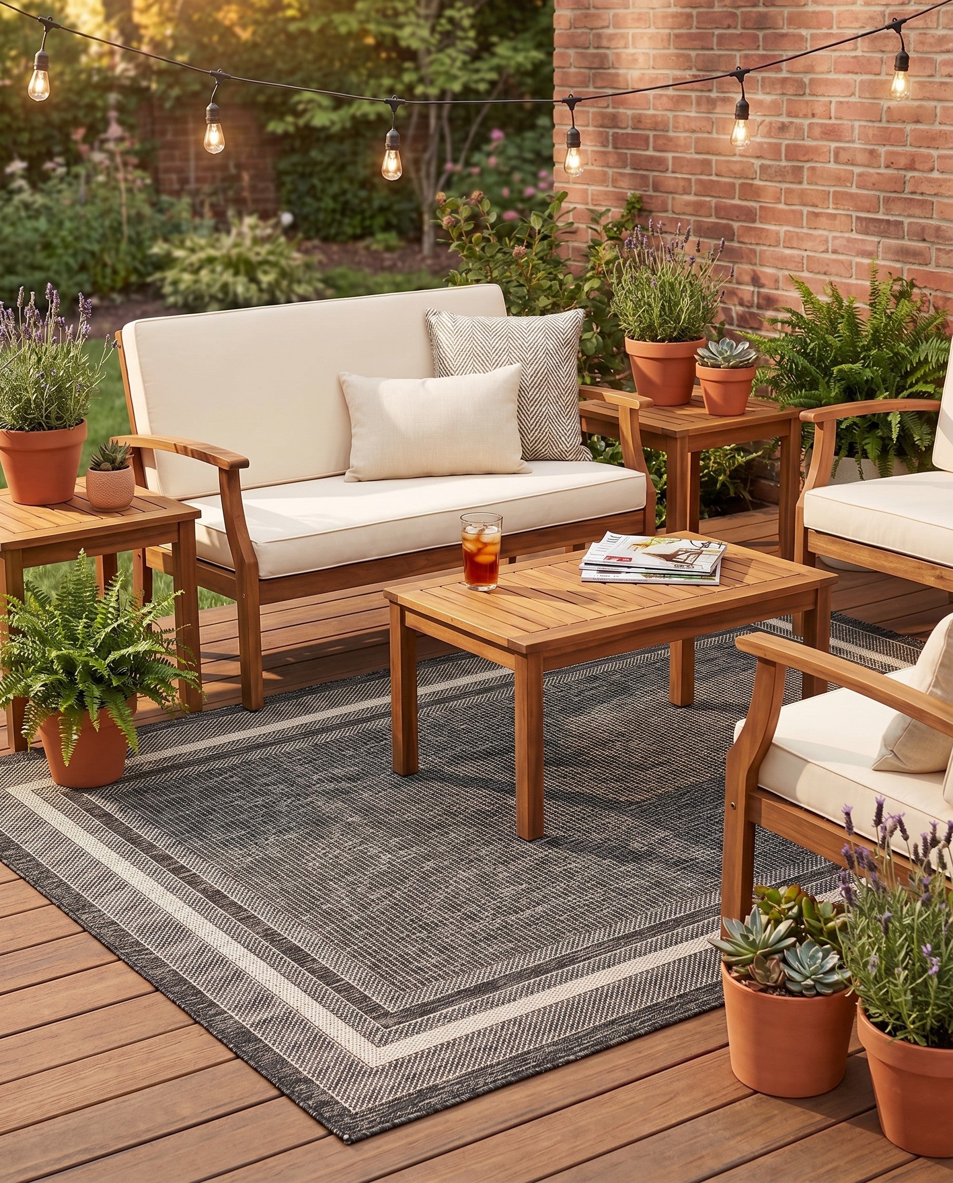 4' x 6' Easy-Clean Border Indoor / Outdoor Rug