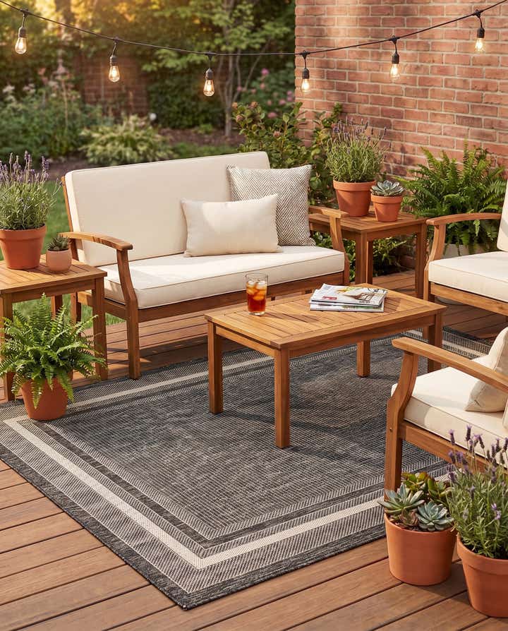 4' x 6' Easy-Clean Border Indoor / Outdoor Rug