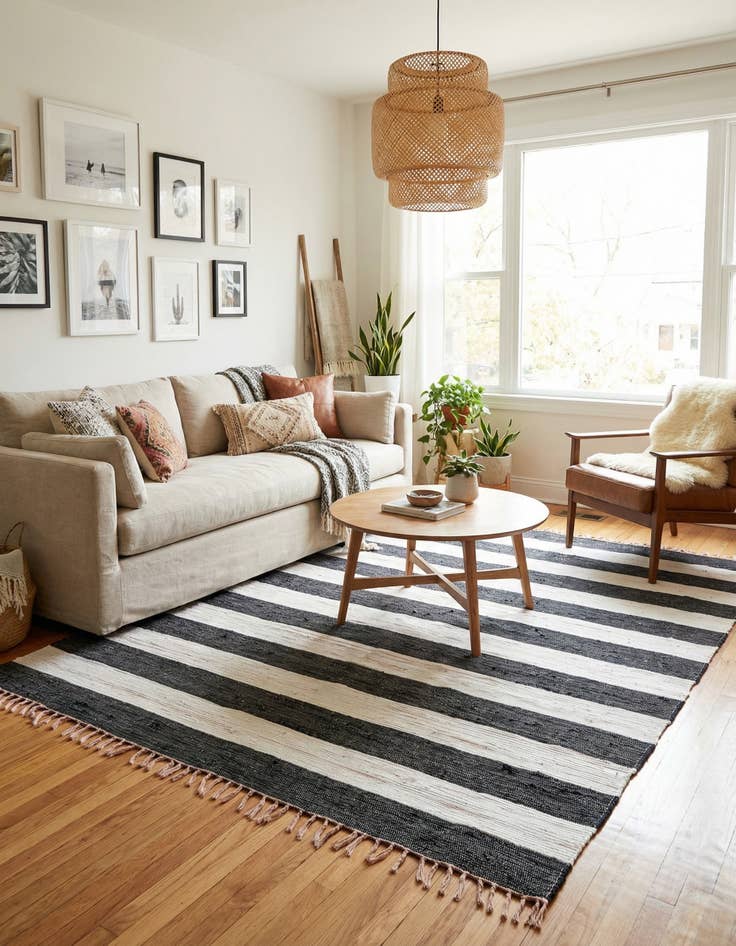 Detail image of  10' x 10'  Hand Woven Chindi Rag Square Rug