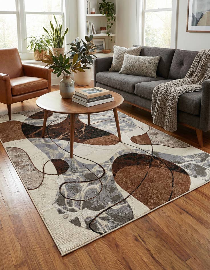 Detail image of  4' x 6'  Washable Modern Indoor / Outdoor Rug