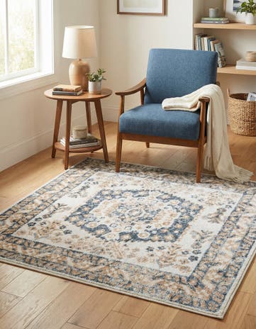 Cream Oxford Square Rug