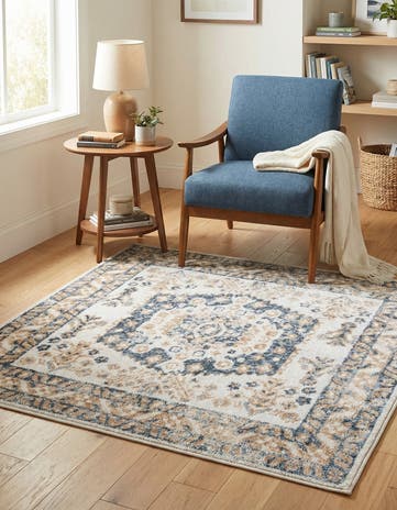 Cream Oxford Square Rug
