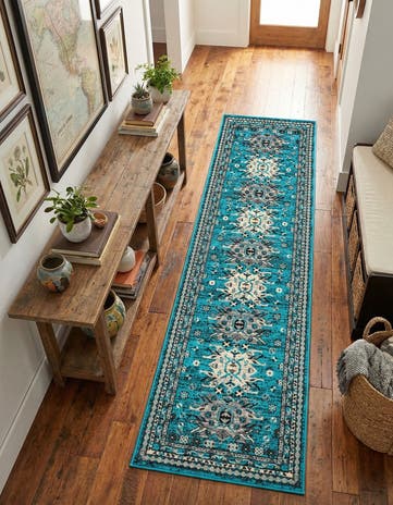 Turquoise Heris Runner Rug
