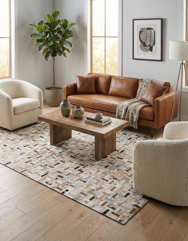 Detail image of 5' x 7' 11 Cowhide Stocks Rug