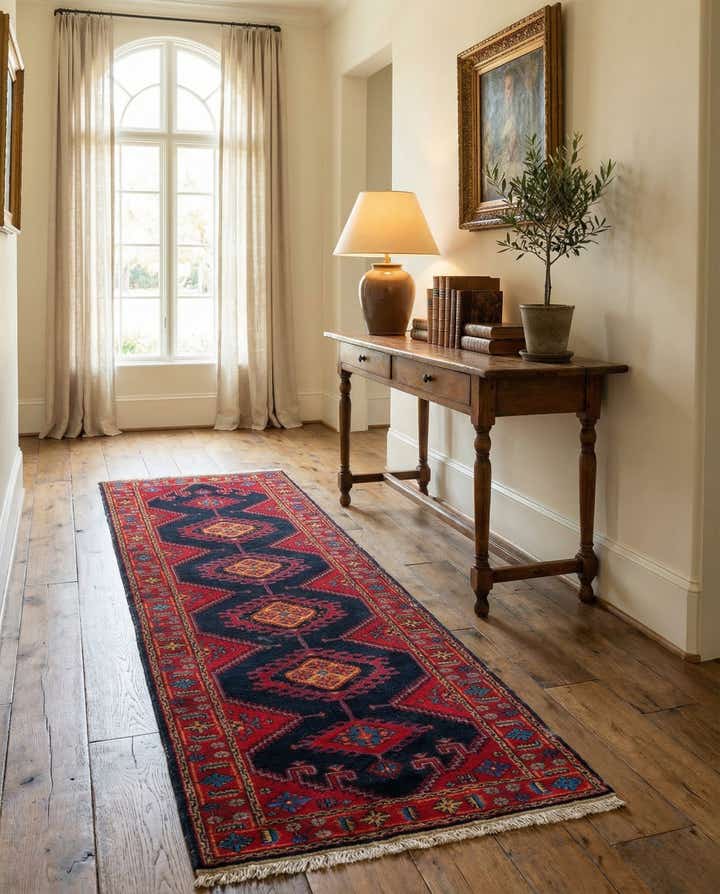 2' 10 x 12' 2 Hand Knotted Hamedan Persian Wool Runner Rug