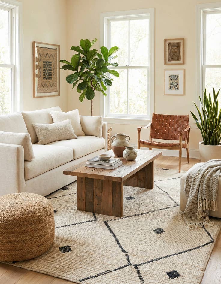 Detail image of  5' 2 x 8'  Hand Knotted Moroccan Wool Rug