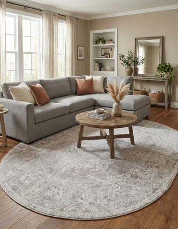 Gray Oxford Oval Rug