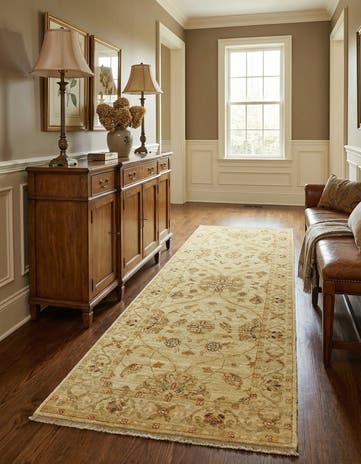 2' 5 x 6' 7 Hand Knotted Peshawar Ziegler Runner Rug