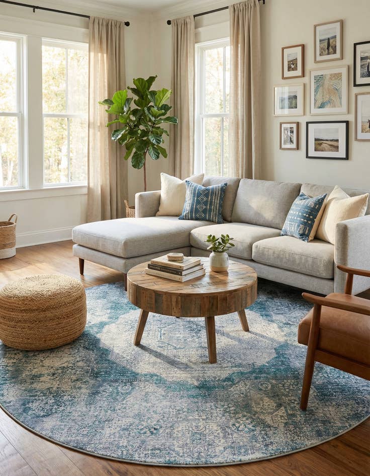 Detail image of  7' 10 x 7' 10  Washable Yara Round Rug