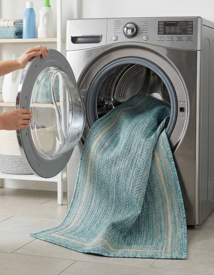 Detail image of 2' x 6'  Washable Border Indoor / Outdoor Runner Rug