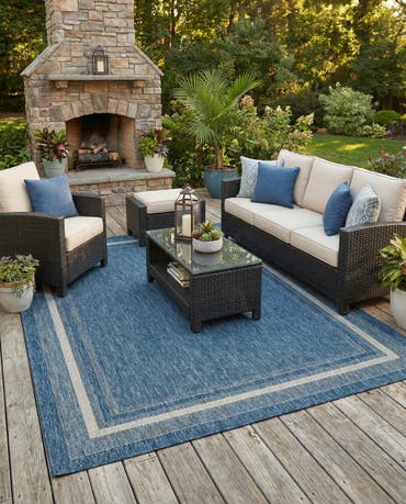  7' x 10'  Easy-Clean Border Indoor / Outdoor Rug