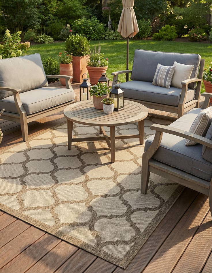 Detail image of 7' x 10'  Washable Trellis Indoor / Outdoor Rug