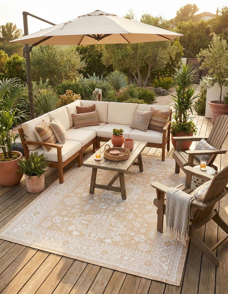 Detail image of 7' 10 x 11' Easy-Clean Aztec Indoor / Outdoor Rug