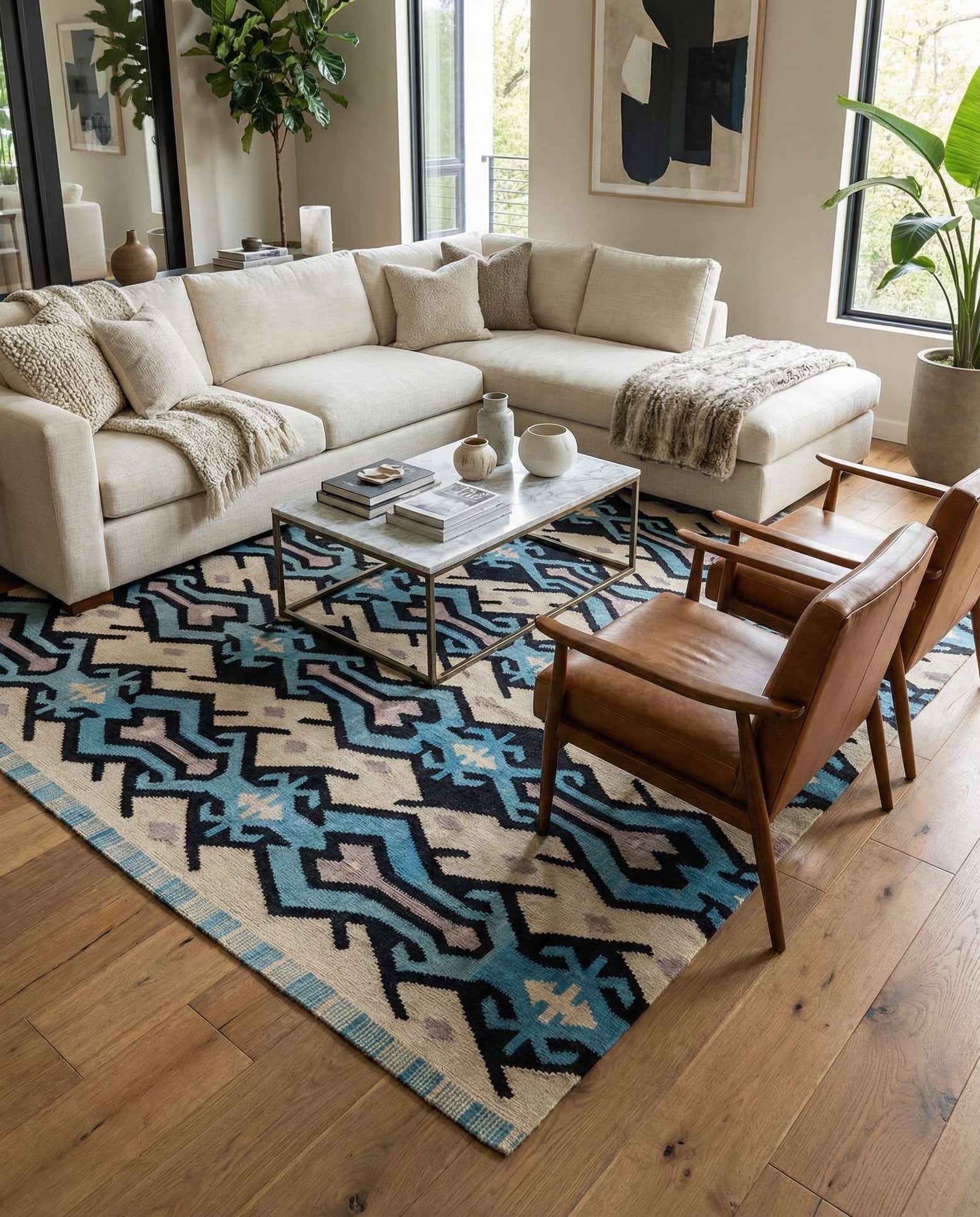 6' 2 x 7' 8 Hand Woven Kilim Modern Wool Rug