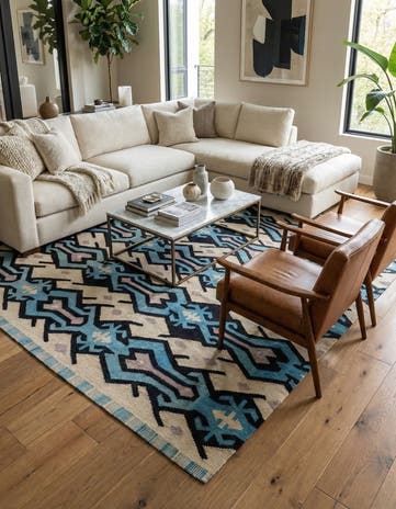 6' 2 x 7' 8 Hand Woven Kilim Modern Wool Rug
