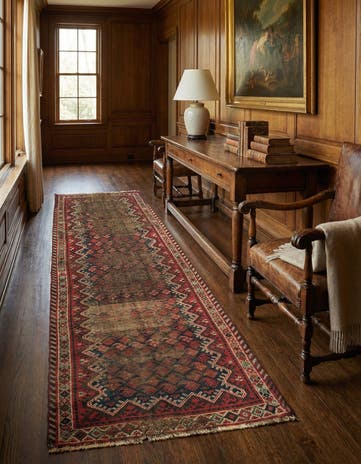 3' x 9' 4 Hand Knotted Hamedan Persian Wool Runner Rug