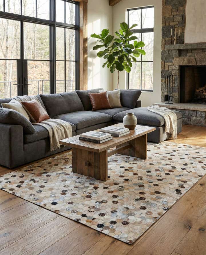 5' 4 x 7' 7 Cowhide Stocks Rug