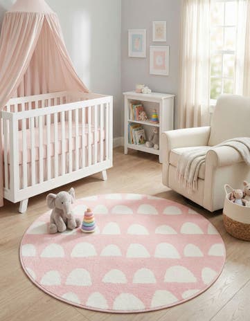 Pink Whimsy Kids Round Rug