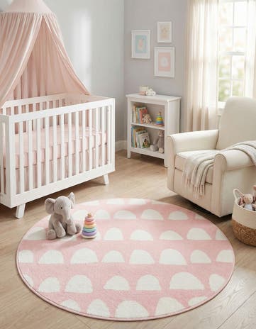 Pink Whimsy Kids Round Rug