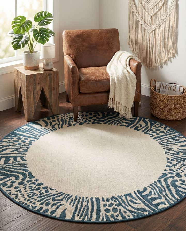 4' x 4' Easy-Clean Safari Indoor / Outdoor Round Rug
