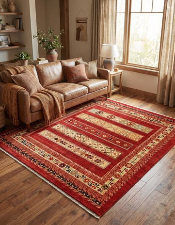 Rust Red Kashkuli Gabbeh Square Rug