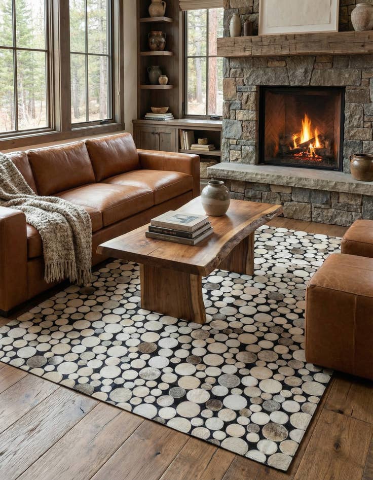 Detail image of 5' 4 x 7' 1 Cowhide Leather Rug