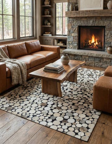 5' 4 x 7' 1 Cowhide Leather Rug