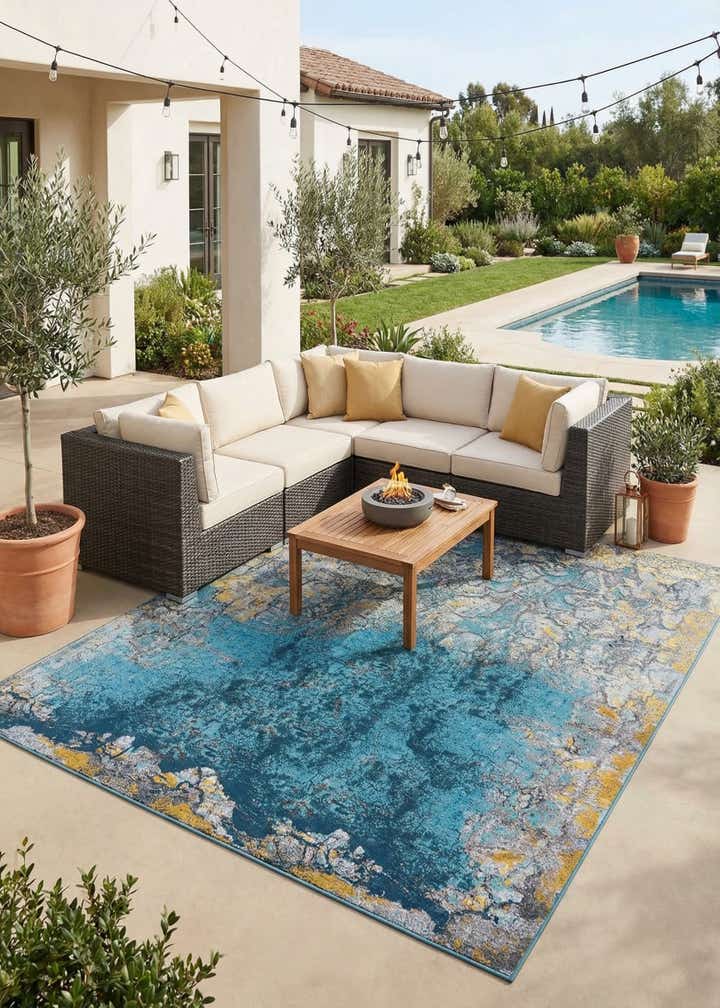 9' x 12' Easy-Clean Modern Indoor / Outdoor Rug