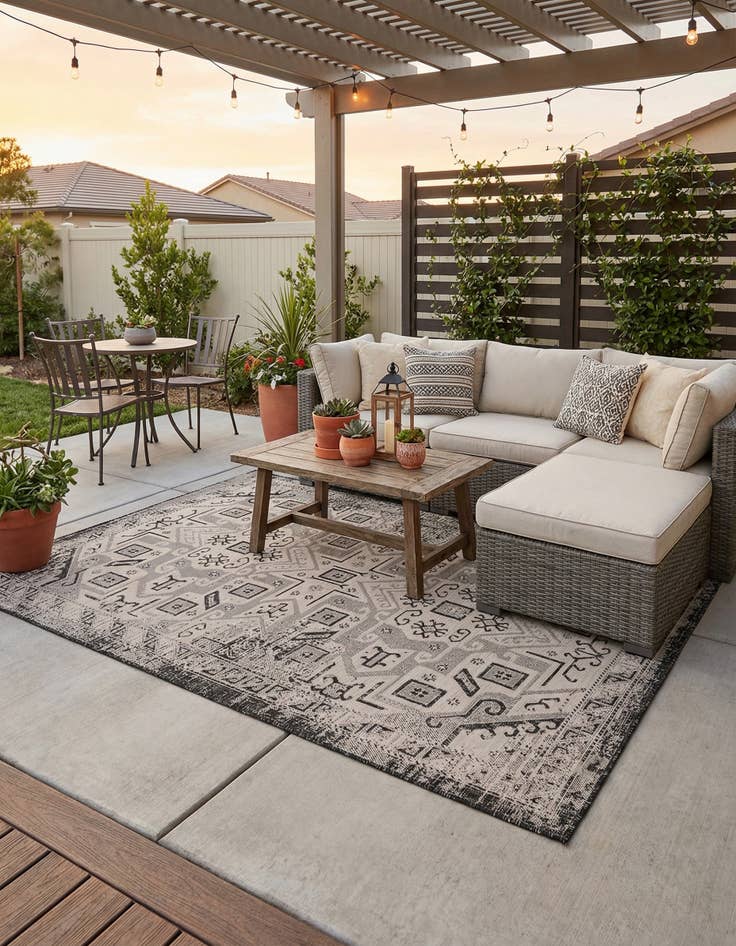 Detail image of 6' x 9'  Washable Aztec Indoor / Outdoor Rug