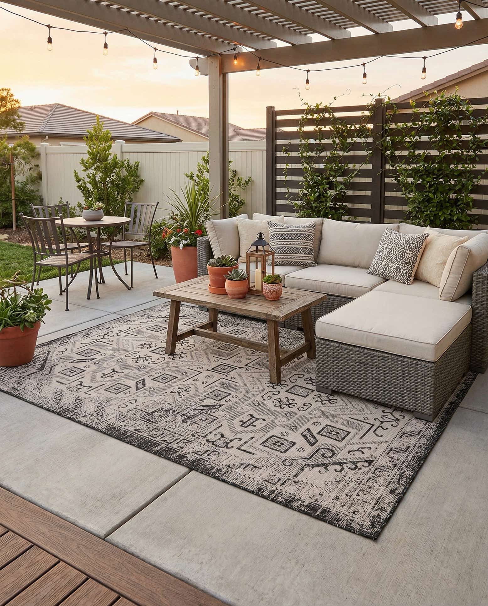 6' x 9' Easy-Clean Aztec Indoor / Outdoor Rug
