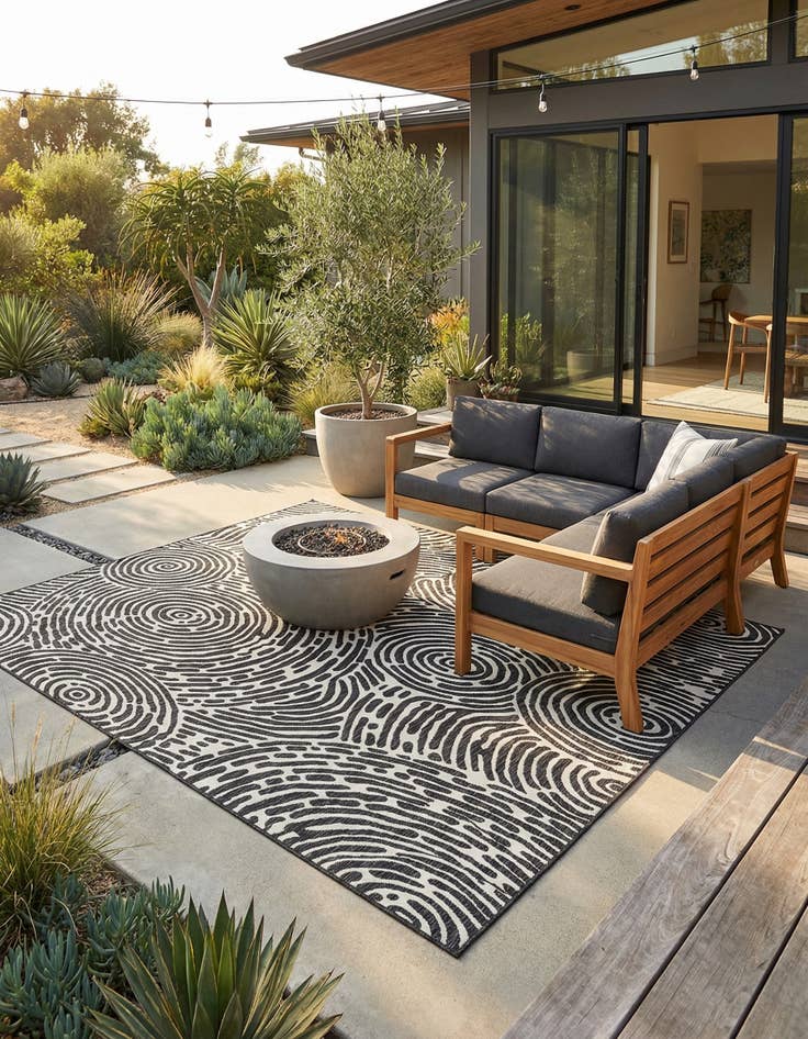 Detail image of 7' 10 x 10' Easy-Clean Modern Indoor / Outdoor Rug