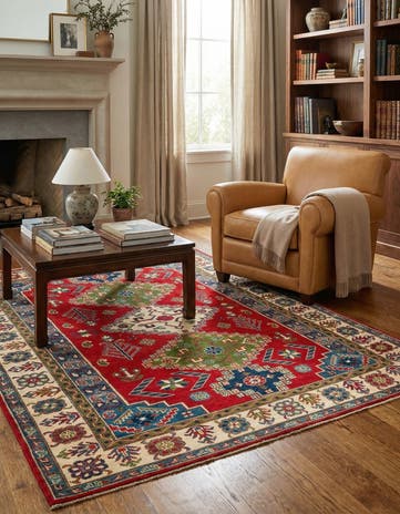 5' 5 x 7' 10 Hand Knotted Kazak Rug