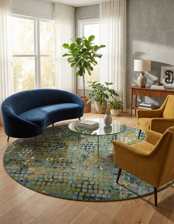 Detail image of  8' x 8'  Washable Theia Round Rug