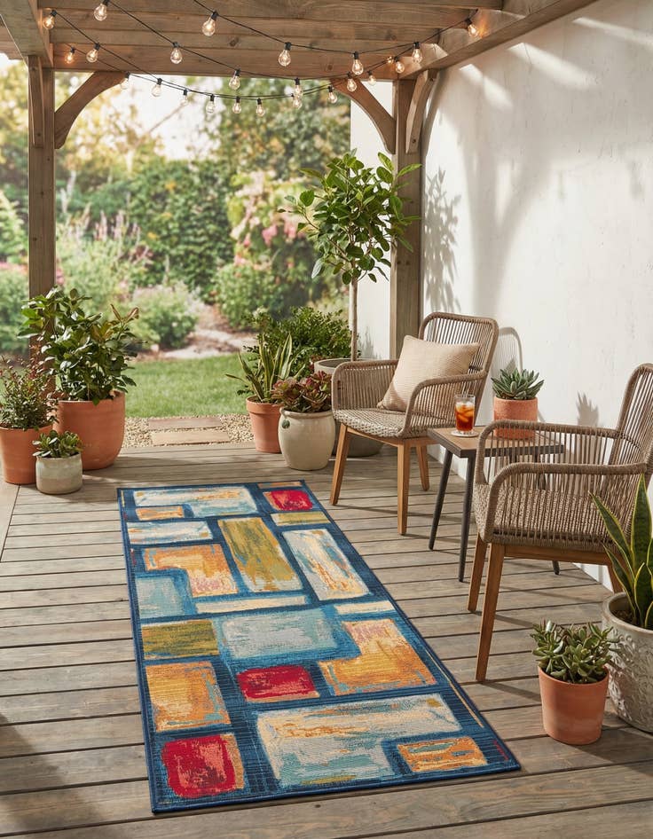 Detail image of 2' x 5'  Washable Modern Indoor / Outdoor Runner Rug