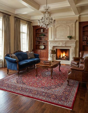 9' 10 x 12' 6 Hand Knotted Kashan Persian Wool Rug