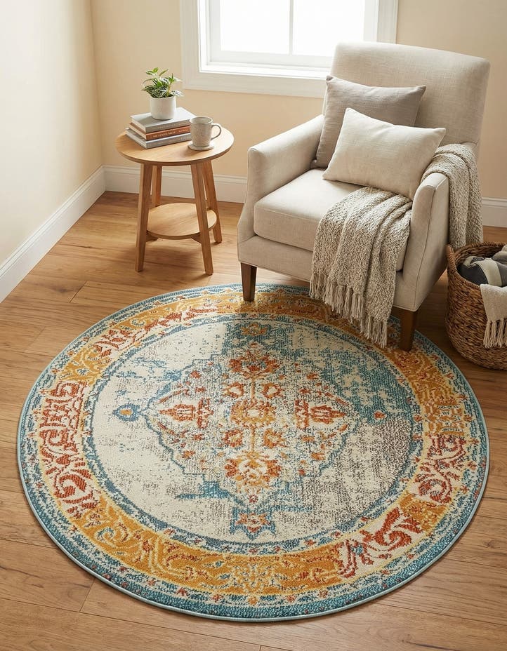 4' x 4' Washable Carnevale Round Rug