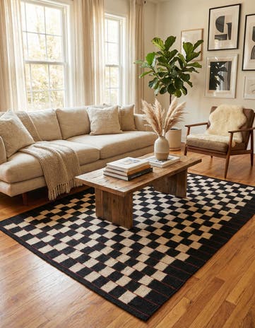 4' 3 x 5' 7 Hand Woven Kilim Modern Wool Rug