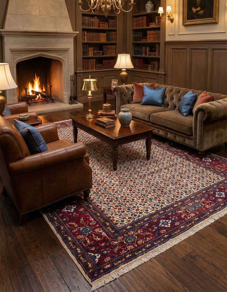 Detail image of 6' 9 x 9' 2  Hand Knotted Mood Persian Wool Rug