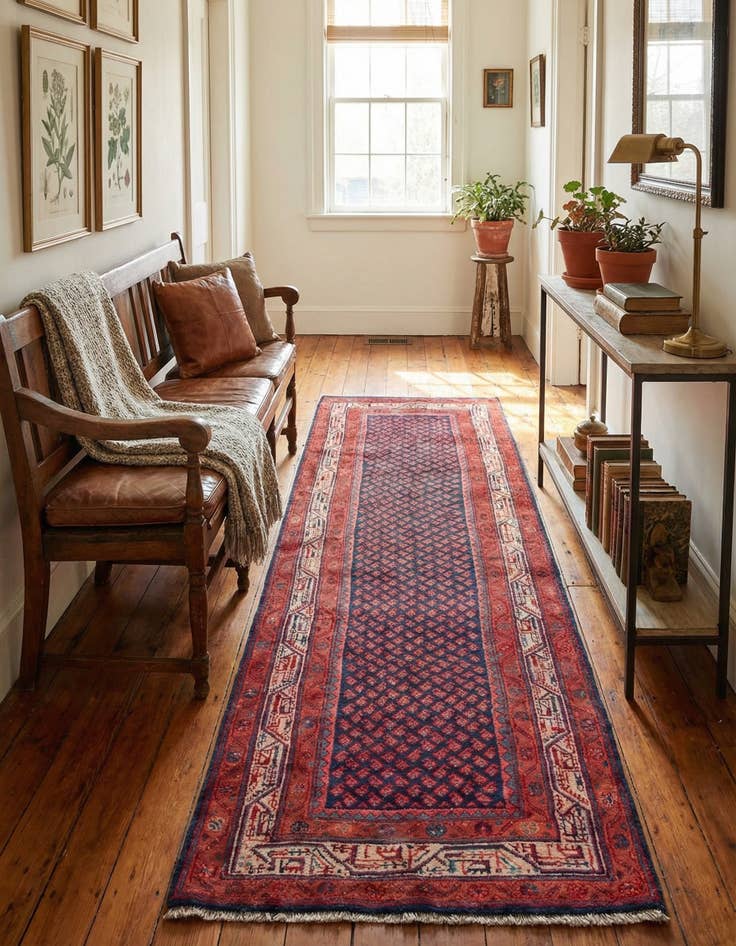 Detail image of 3' 5 x 10'  Hand Knotted Farahan Persian Wool Runner Rug