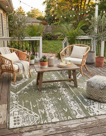 7' x 10' Easy-Clean Bohemian Indoor / Outdoor Rug