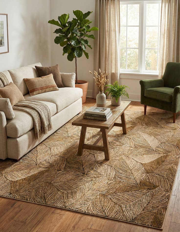 Detail image of  9' x 12'  Washable Botanical Indoor / Outdoor Rug