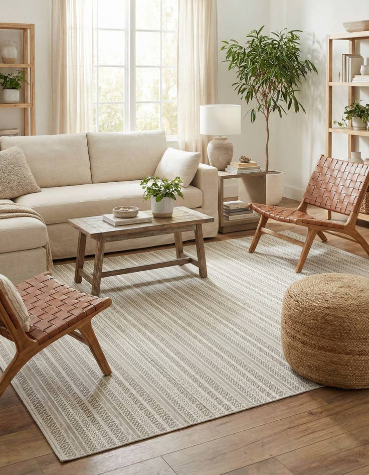 Detail image of 7' 10 x 11'  Washable Striped Indoor / Outdoor Rug