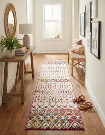 Ivory Multi Moroccan Trellis Runner Rug
