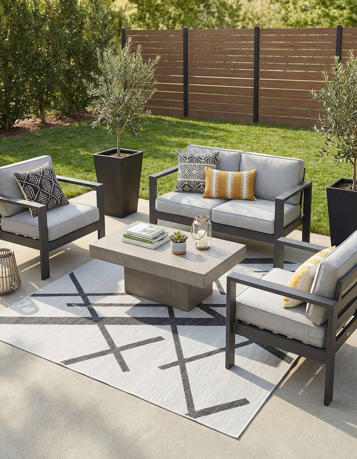 Detail image of  7' 10 x 10'  Washable Modern Indoor / Outdoor Rug