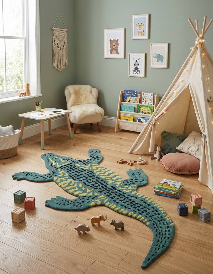 Detail image of  4' 1 x 7' 1 Playtime Kids Wool Freeform Rug