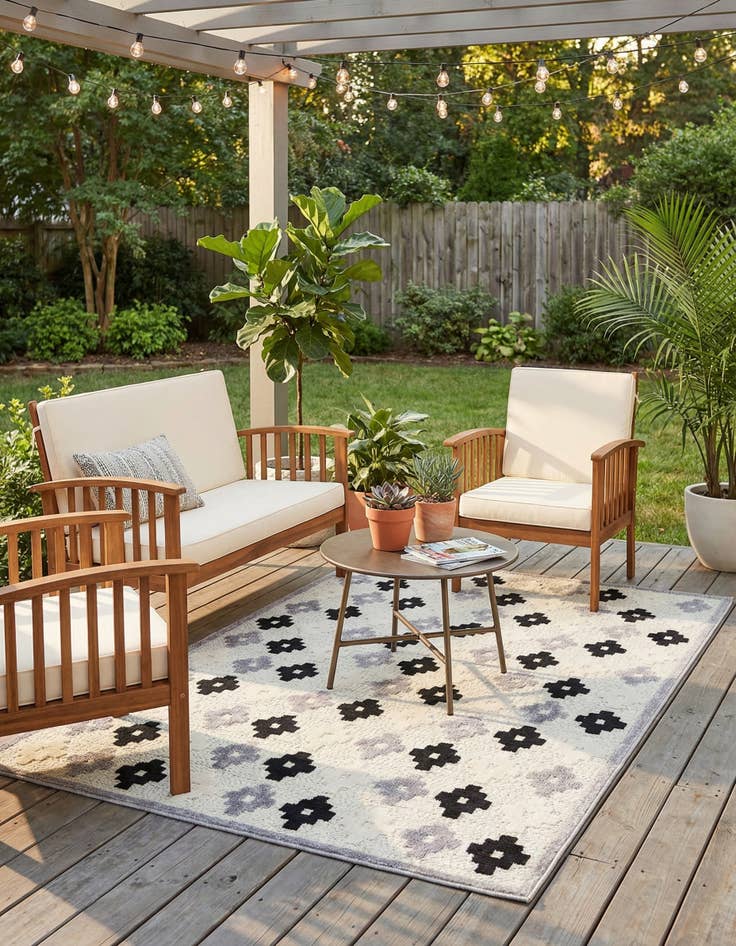 Detail image of  5' x 7' 7  Washable  Indoor / Outdoor Rug