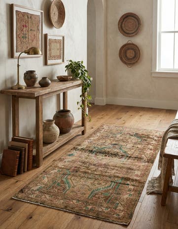 3' 2 x 6' 4 Hand Knotted Hamedan Persian Wool Runner Rug