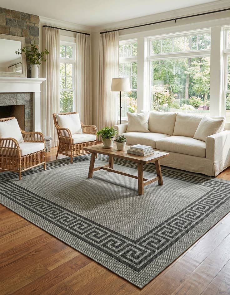 Detail image of 8' x 11' 4  Washable Border Indoor / Outdoor Rug