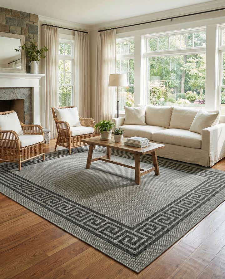 8' x 11' 4 Easy-Clean Border Indoor / Outdoor Rug